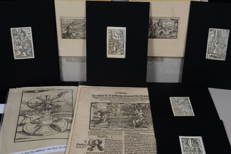 Cartella contenente 18 xilografie antiche di dimensioni ed epoche diverse  - Auction Prints Timed Auction - II - Cambi Casa d'Aste