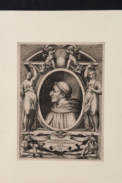 Luca Ciamberlano (C.a 1580 –1645),ritratto del Savonarola in un Ovale