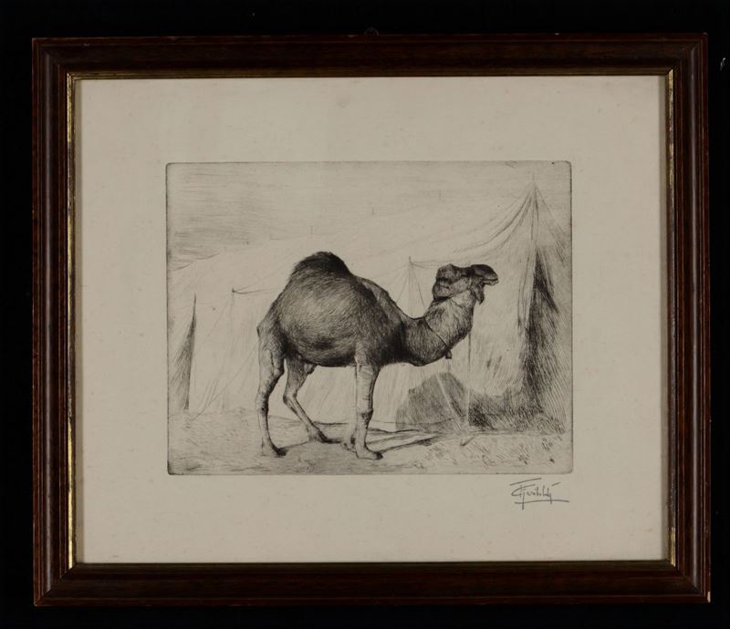 Federico Gariboldi (Genova 1879- Varese 1950) Dromedario davanti a una tenda  - Auction Prints Timed Auction - II - Cambi Casa d'Aste
