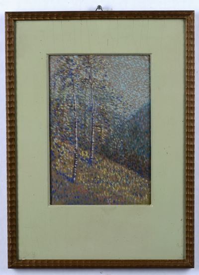 Luigi Segala (grossotto 1880- Genova 1956)paesaggio con Betulle