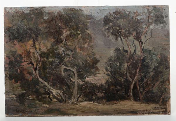 Ernesto Rigamonti (Milano 1864- 1942) Paesaggio con alberi