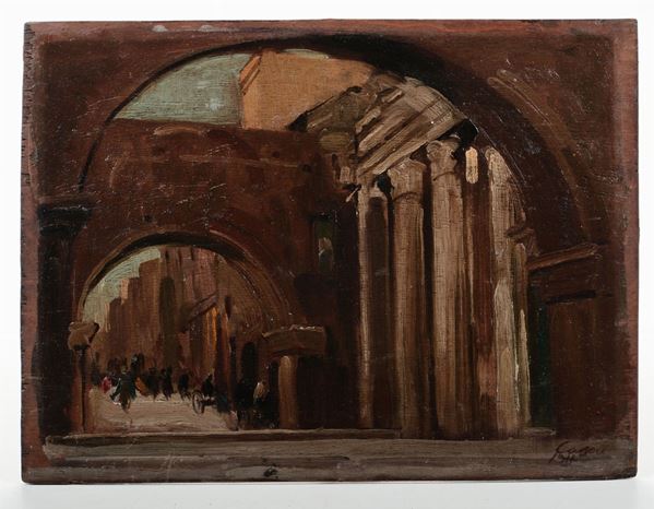 Giuseppe Cason (Feltre  1861- 1936) Le colonne di San Lorenzo a Milano (?)