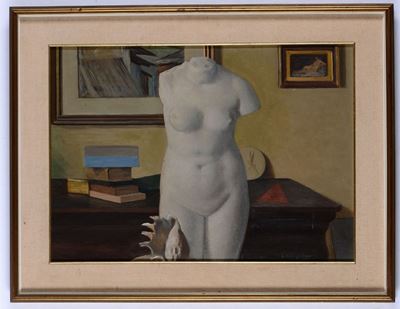 Carlo Cavagnino (1904-1982)grande Natura Morta con Venere e Conchiglia