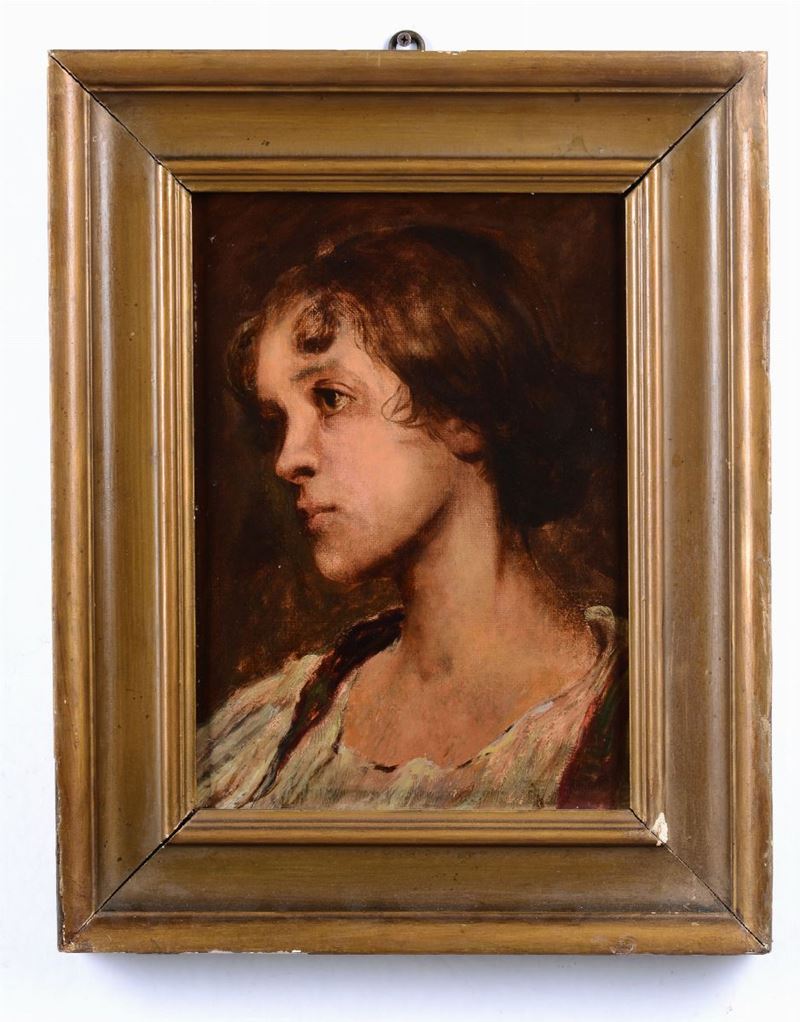 Anonimo lombardo della fine del XIX secolo Ritratto di ragazza volta a sinistra  - Asta Asta a Tempo Dipinti e Disegni - I - Cambi Casa d'Aste