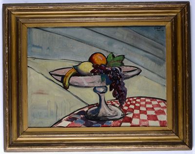 Grande Natura Morta Anni 30, Olio su Compensato (?), Firmata Stool Paris 1930, in Cornice