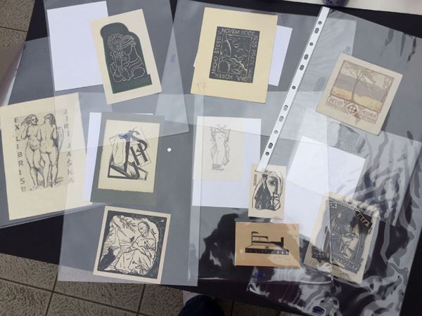 Cartella contenente n.10 EX LIBRIS (anni 20 /50) e n. 14 xilografie di Publio Morbiducci (Roma 1889-1963) ; (24)