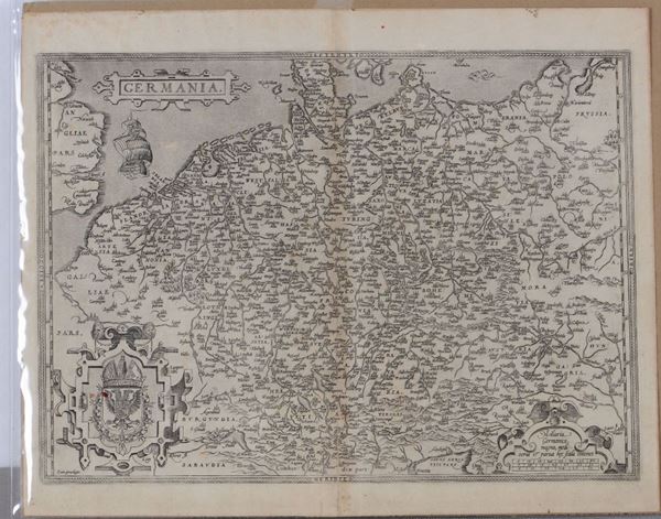 Carta Geografica, “Germania magna , mediocria et parva hec Scala continet”, non colorata