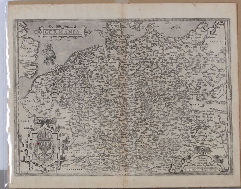 Carta Geografica, “Germania magna , mediocria et parva hec Scala continet”, non colorata  - Auction Prints Timed Auction - II - Cambi Casa d'Aste