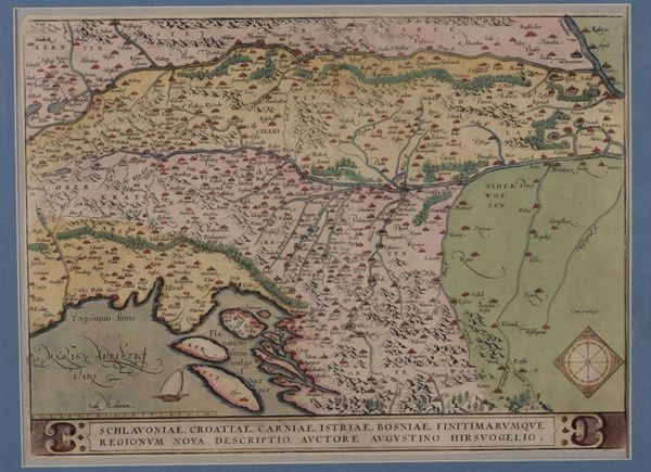 Abraham Ortelius (Anversa 1528-1598) Schiavoniae, Croatiae,Carniae, Istriae, Bosniae finitimarumque regionum nova descriptio