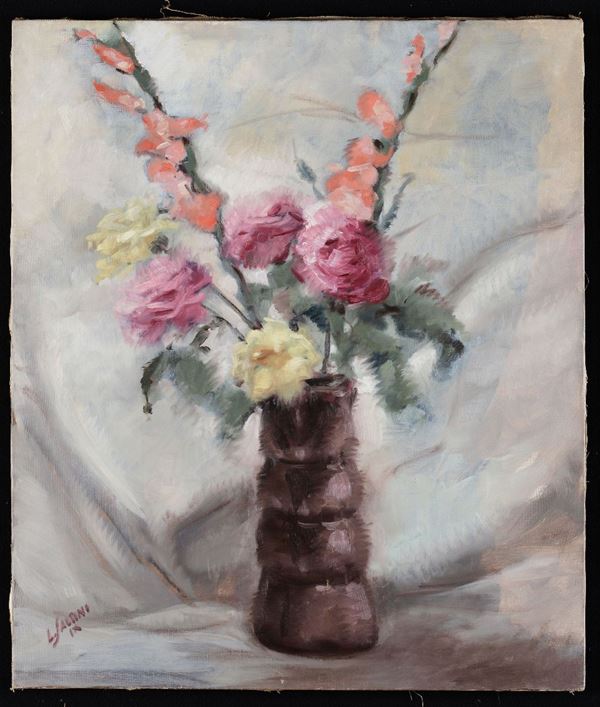Lino Saltini (Milano 1908-Grandate 1993) Vaso con fiori