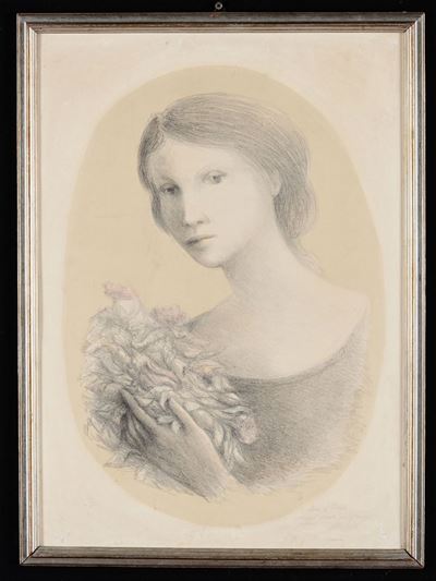 Domenico Purificato (1915-1984)giovane Donna con Fiori