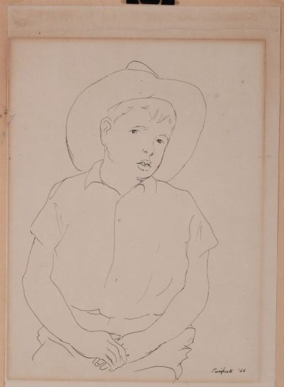 Domenico Purificato (fondi 1915-roma 1984)ritratto di Ragazzo Seduto
