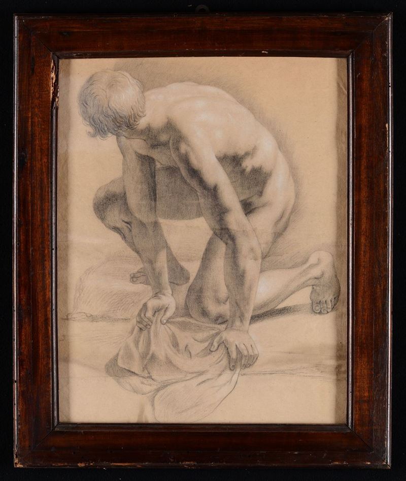 Scuola neoclassica del XIX secolo Nudo maschile  - Auction Paintings and Drawings Timed Auction - I - Cambi Casa d'Aste