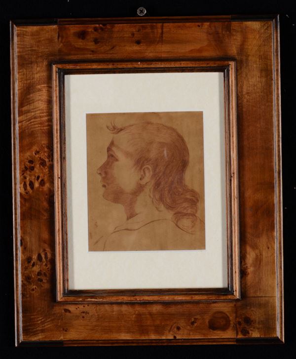 Lotto composto da due disegni raffiguranti profili maschili, XIX secolo