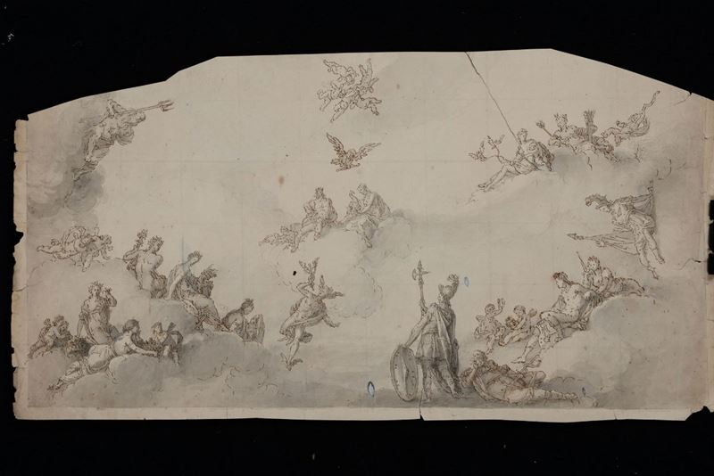 Scuola napoletana del XVIII secolo Il concilio degli dei  - Auction Paintings and Drawings Timed Auction - I - Cambi Casa d'Aste