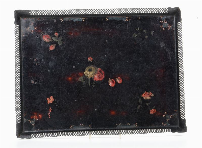 Vassoio in metallo dipinto in policromia, XIX-XX secolo  - Auction Fine Art - I - Cambi Casa d'Aste