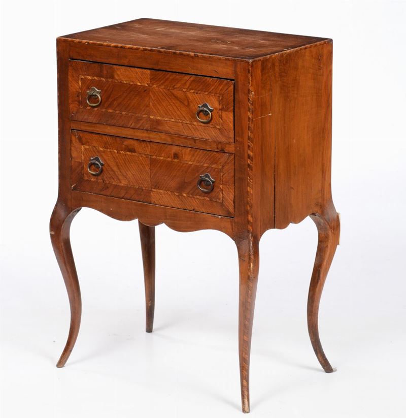 Comodino in legno lastronato ed intarsiato, XIX secolo  - Auction Antiques V - Cambi Casa d'Aste