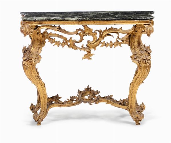 Console in legno intagliato e dorato, Genova XVIII secolo
