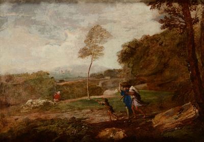 Pittore del XIX Secolopaesaggio con Figure