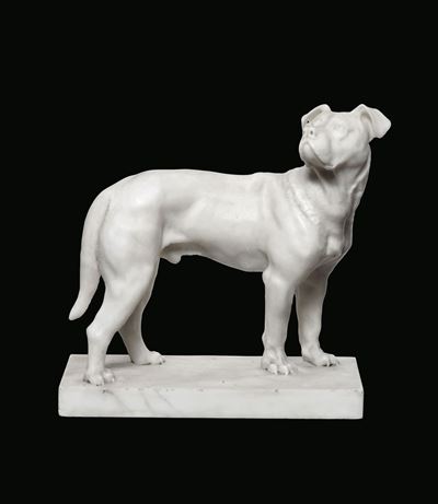 Coppia di Sculture Raffiguranti Cani da Guardia (dogue De Bordeaux e Chien - Montagne Des Pirénée...