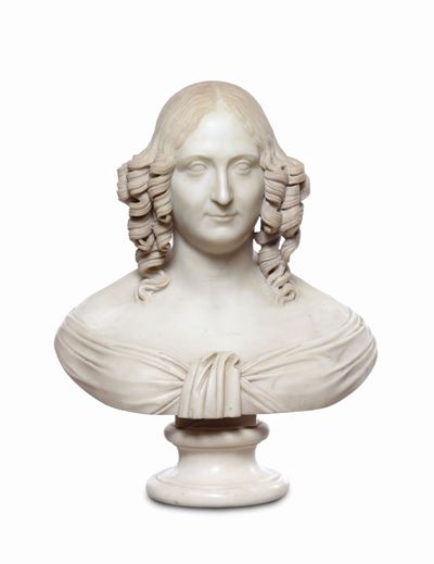 Busto di Gentildonna Rosa Trivulzio (?) in Marmo Bianco. Arte Neoclassica Italiana, Prima Metà de...