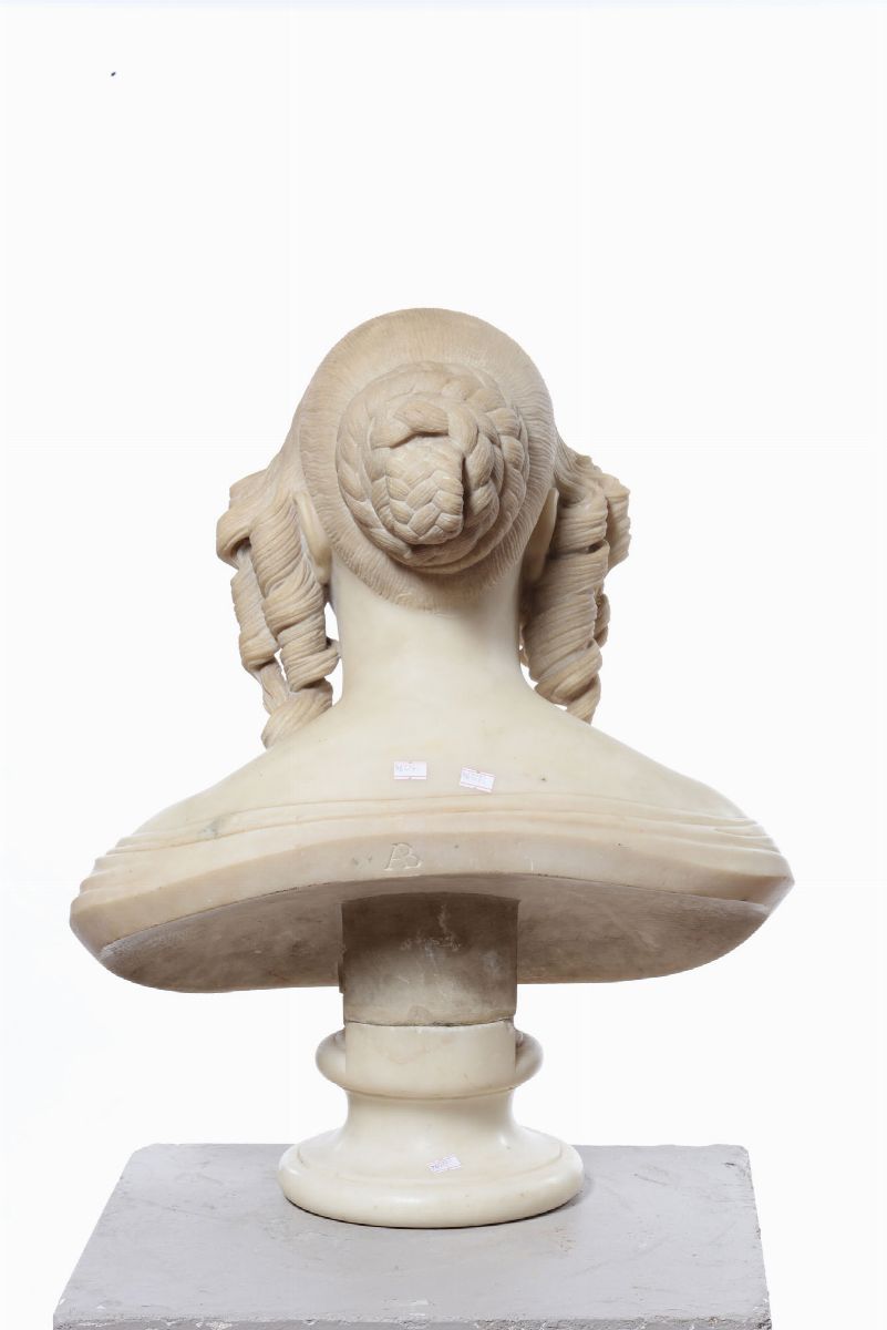 Busto di Gentildonna Rosa Trivulzio (?) in Marmo Bianco. Arte Neoclassica Italiana, Prima Metà de...