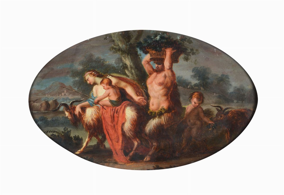 Scuola del XIX Secoloscene Mitologiche con Satiri