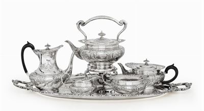 Servizio da Tè e Caffè in Argento Londra 1897, Bollo Dell'argentiere Non Identificato