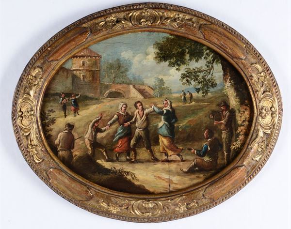 Pittore del XIX-XX secolo Paesaggi con figure