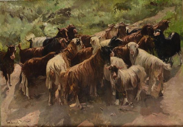Eugenio Scorzelli (1890-1958/60) Mandria di capre