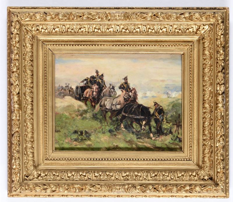 Pittore del XIX-XX secolo Soldati a cavallo  - Auction Paintings - Cambi Casa d'Aste