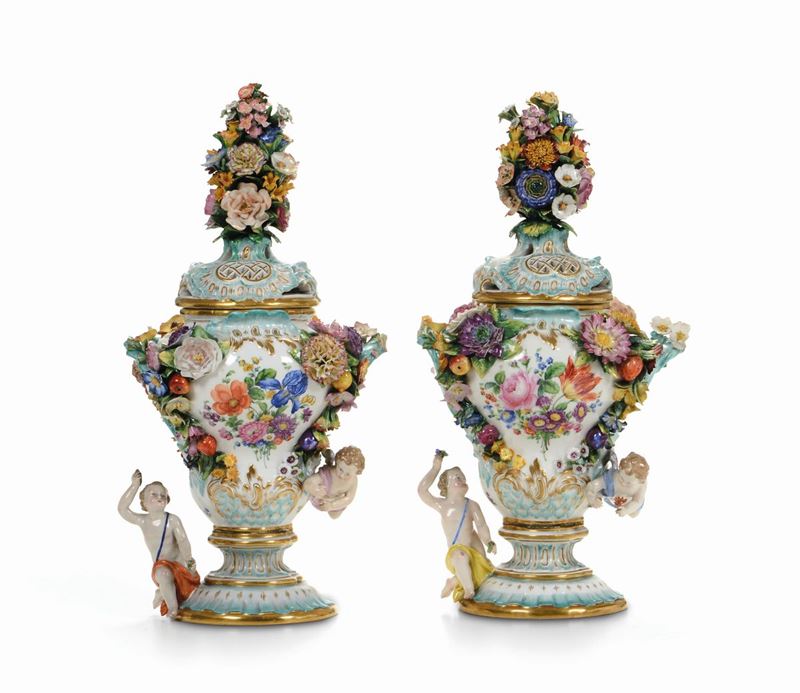 Coppia di vasi pot-pourri Meissen, fine XIX - inizio XX secolo  - Auction Majolica and Porcelain - Cambi Casa d'Aste