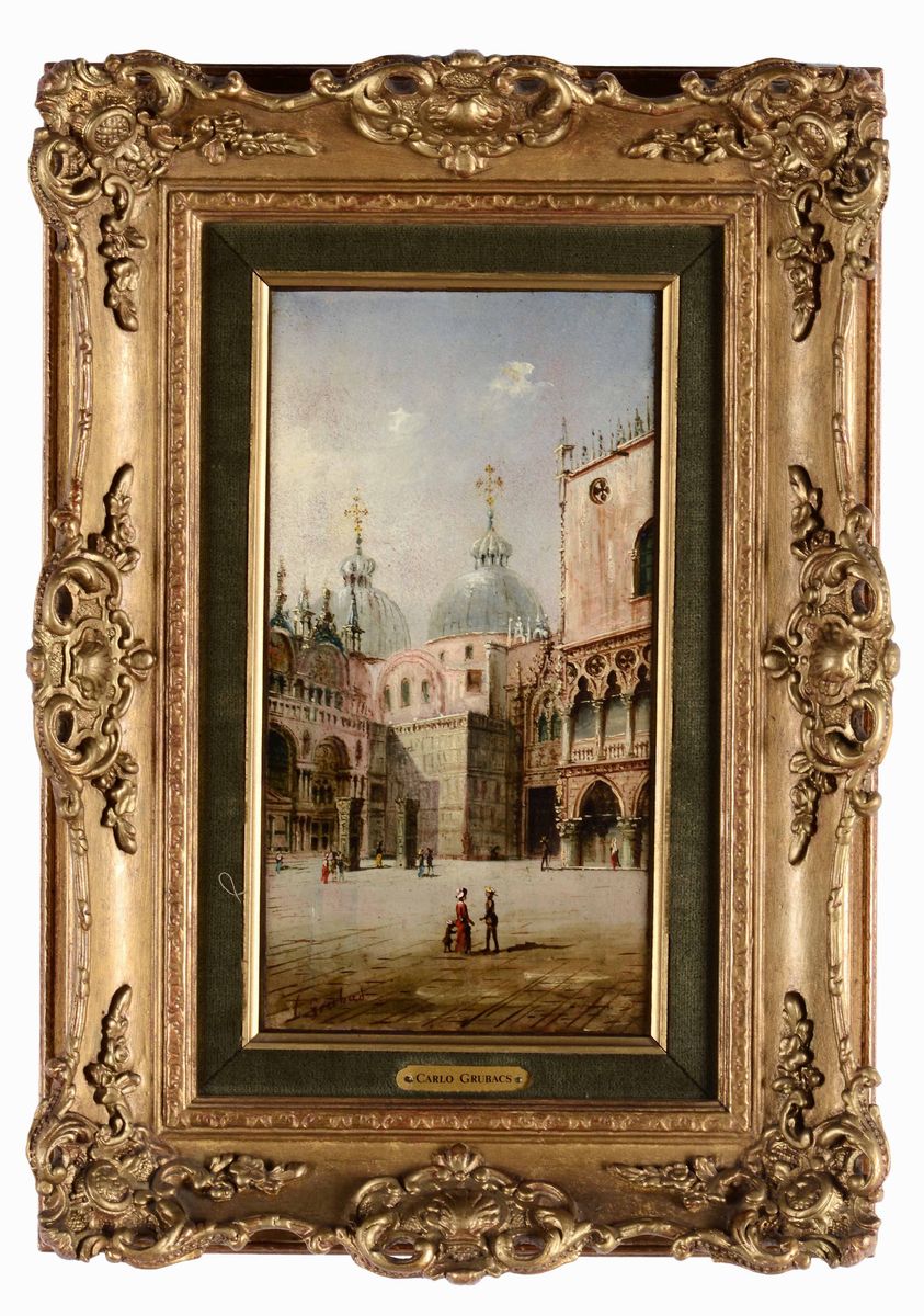Carlo Grubacs (1801 - 1878), Attribuito Adue Vedute di Venezia