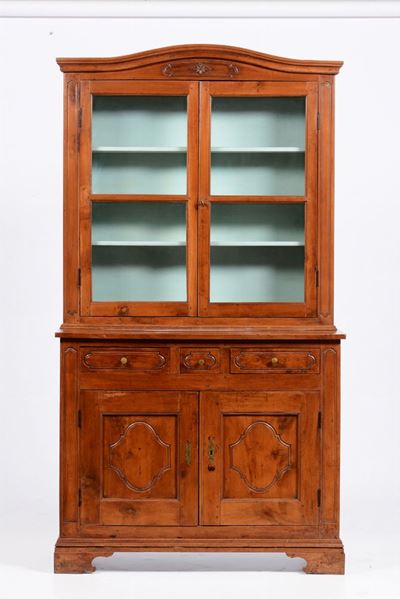 Credenza Vetrina a Due Corpi, XIX-XX Secolo