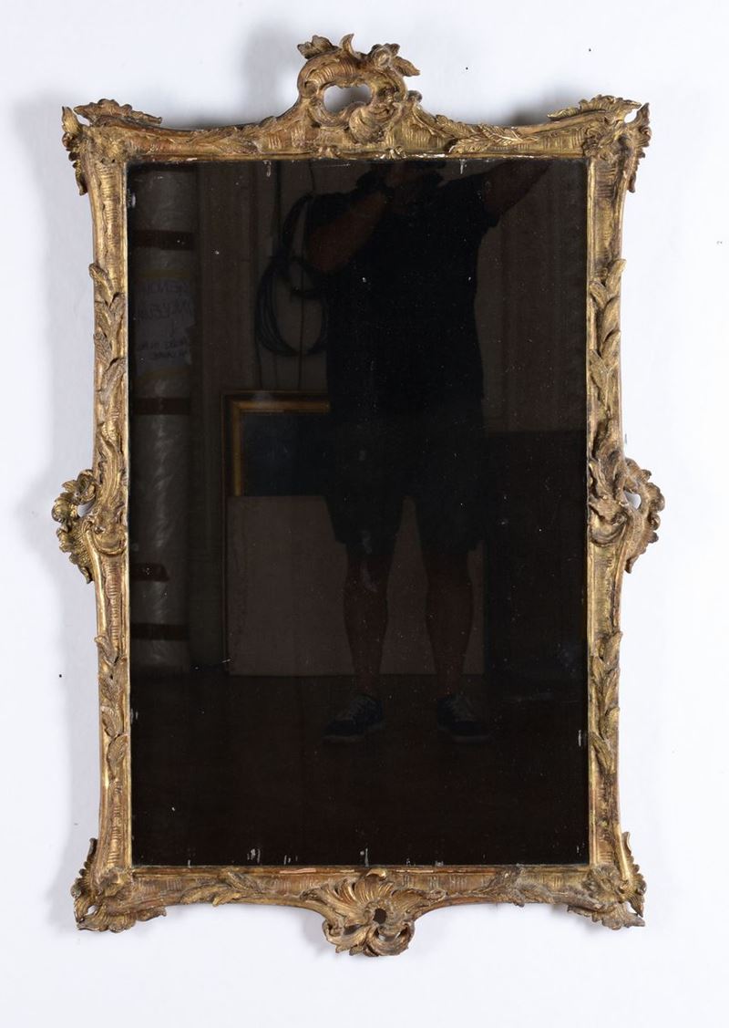 Specchiera in legno intagliato e dorato, XIX secolo  - Asta Asta a Tempo Arredi e Antiquariato - V - Cambi Casa d'Aste