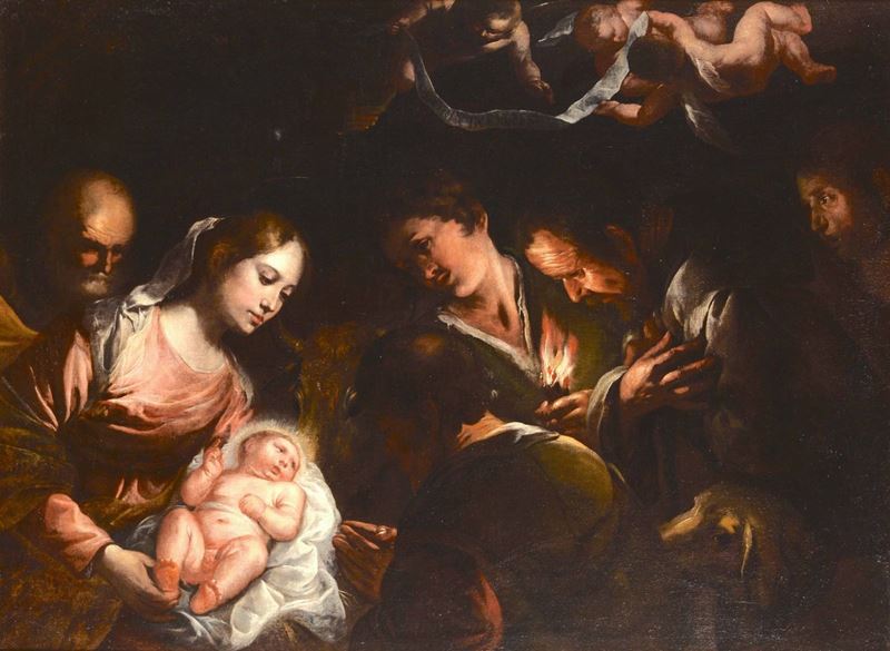 Scuola genovese del XVII secolo Adorazione dei pastori  - Auction Old Master Paintings - Cambi Casa d'Aste