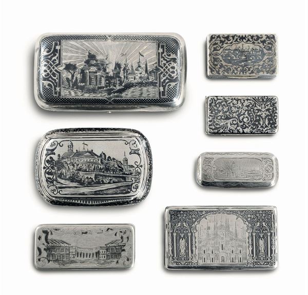 Seven boxes, Russia-France-Italy, 18-1900s