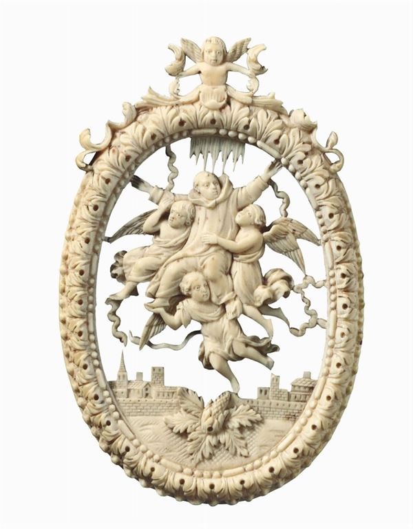An ivory oval, France or Germany, 17-1800s