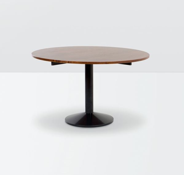 Franco Albini, a TL30 table with a lacquered metal structure and a wooden top. Poggi Prod., Italy, 1950 ca.