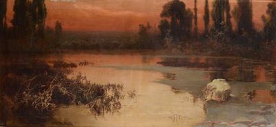 Enrique Serra (1859-1918)paesaggio con Lago