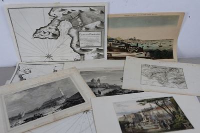 Jacques Ayrouardtre Fogli da Portolano e Undici Stampe e Vedute di Autori Diversi.