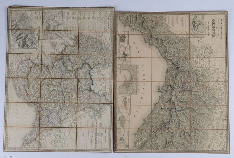 Stucchi Due carte geografiche degli Stati del Regno di Sardegna  - Asta Vedute, Carte e Libri Rari - Cambi Casa d'Aste