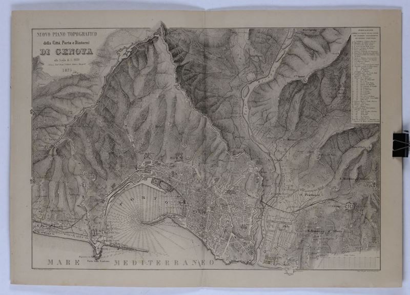 Enrico e Giuseppe Bonatti Nuovo piano topografico della città di Genova. Milano, Vallardi 1875  - Auction Rare Landscapes, Maps and Books - Cambi Casa d'Aste