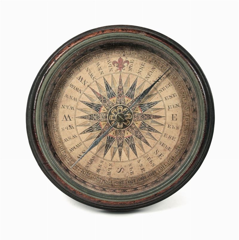 Bussola a secco circolare, Gran Bretagna fine XVIII secolo  - Auction Maritime Art and Scientific Instruments - II - Cambi Casa d'Aste