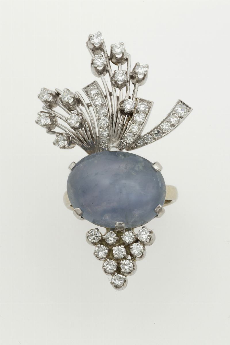 Star sapphire and diamond ring  - Auction Jewels Timed Auction - Cambi Casa d'Aste