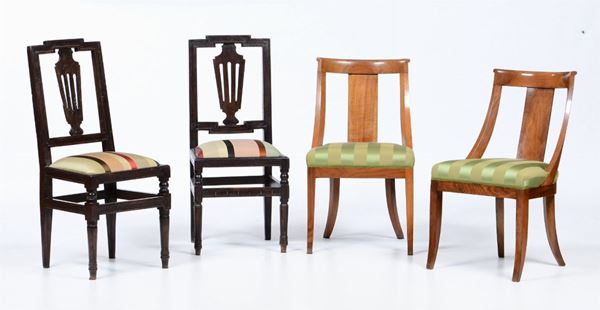 Due coppie di sedie differenti, XIX secolo