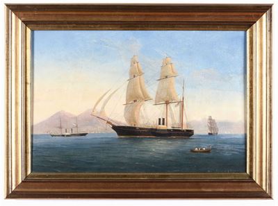 Antonio De Simone (1851-1907)velieri nel Porto di Napoli
