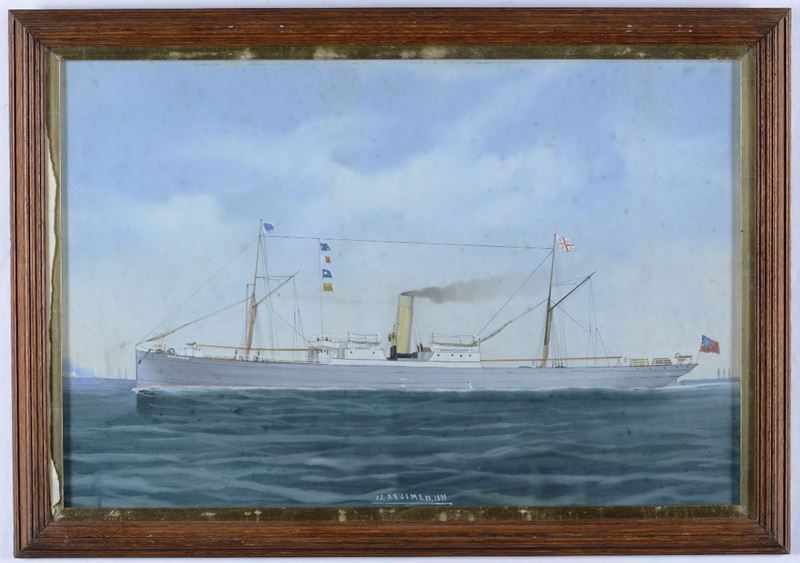 Scuola napoletana del XIX secolo Ritratto della SS Regimen in navigazione  - Auction Maritime Art and Scientific Instruments - II - Cambi Casa d'Aste