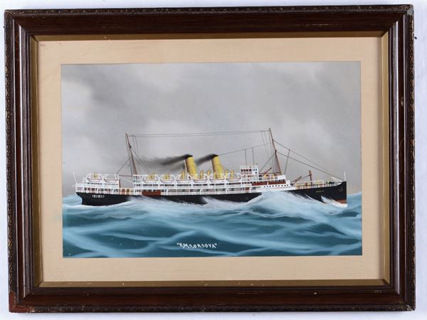 Scuola napoletana del XIX secolo Ritratto del RMS Orsova in mare calmo Ritratto del RMS Orsova in mare agitato