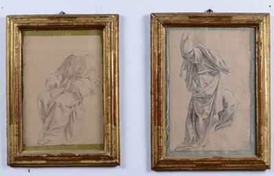 Coppia di Disegni Raffiguranti Studi di Figure, XVIII-XIX Secolo